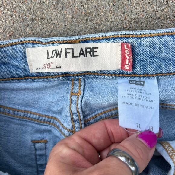 Vintage Y2K Levi's 519 Low Rise Flare Jeans Light Stone Wash Size 7 Long Junior - Picture 5 of 8